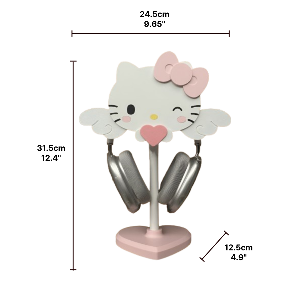 Hello Kitty Headphone Stand Cute Heart Base Desk Holder for Gaming & Girls' Room Decor