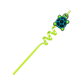 Kawaii Turtle Spiral Reusable Straw PETG Twisty Party Straw for Summer Drinks, Tumblers and Kids Cups
