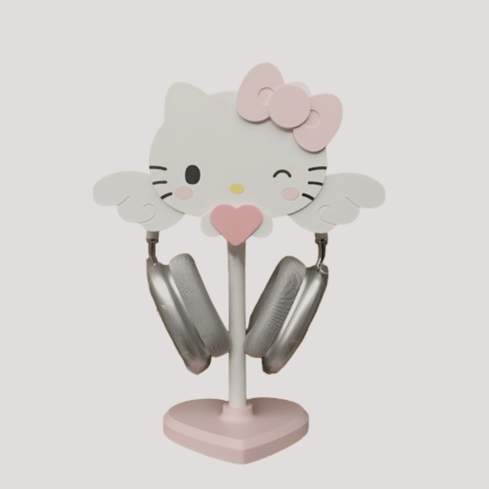 Hello Kitty Headphone Stand Cute Heart Base Desk Holder for Gaming & Girls' Room Decor
