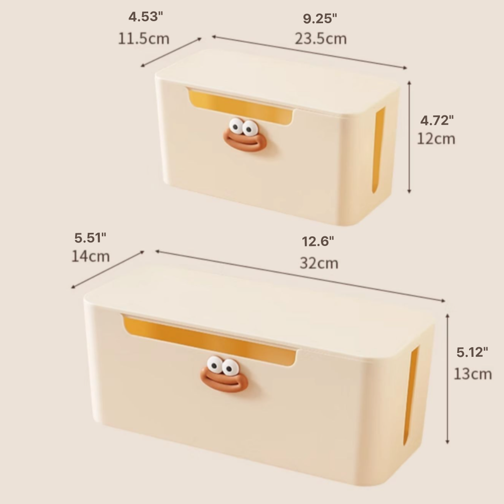 Smiley Face Cable Organizer Box Cutest Cord Storage for Cozy Desks
