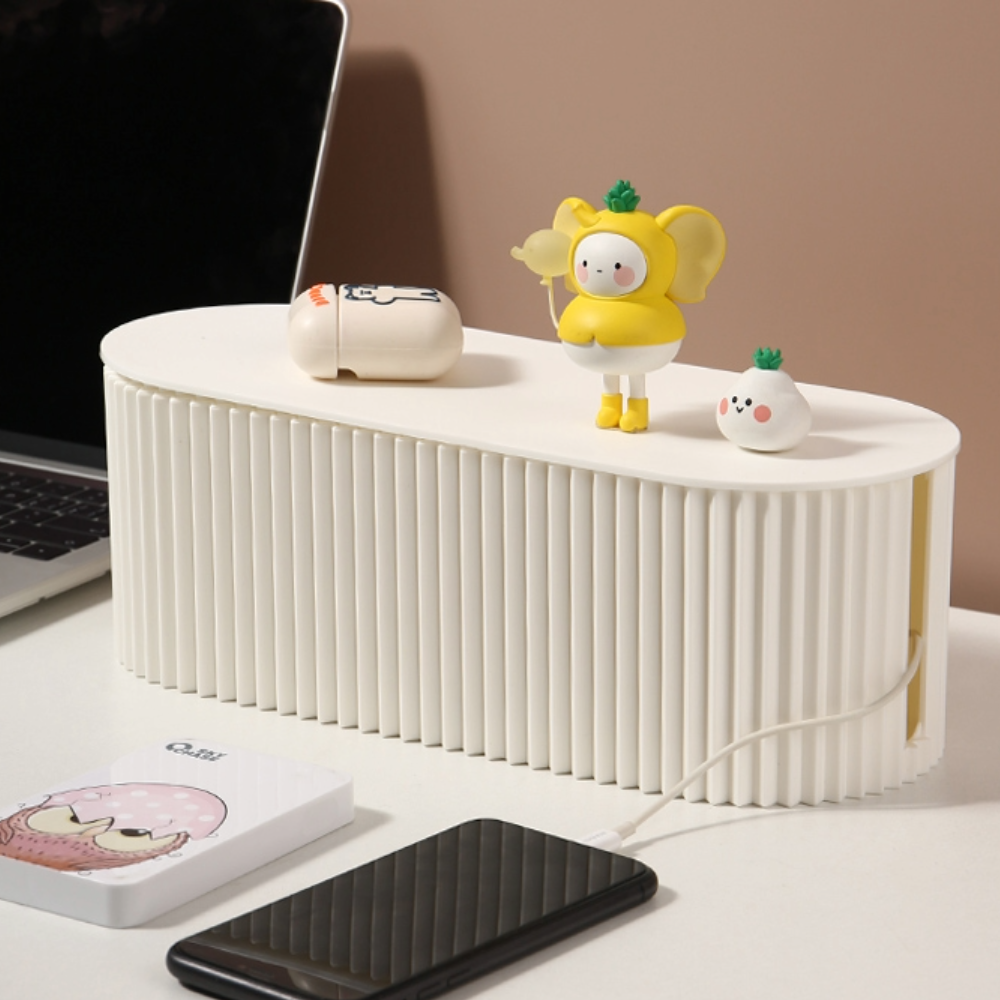 Ripple Design Oversized Wire Storage Box Power Cord, Data Cable, Charger, Socket Organizer for Cable Management