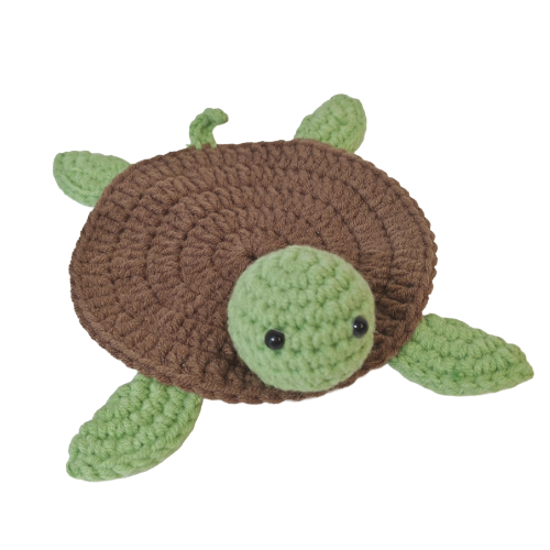 Handmade Turtle Crochet Coaster Cute Knit Mug Mat Desk Protector for Coffee, Tea, and Gaming Setups