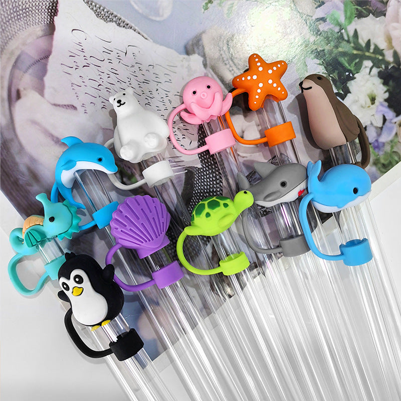 Kawaii Turtle Straw Cap for 10 mm Reusable Straws, Fits Stanley Cup Straws, Soft PVC Silicone Dust Guard Topper