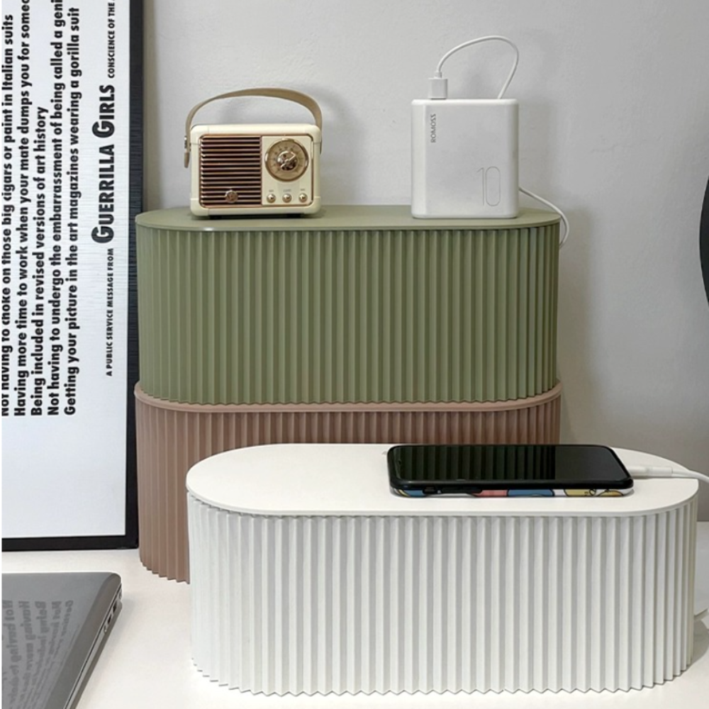 Ripple Design Oversized Wire Storage Box Power Cord, Data Cable, Charger, Socket Organizer for Cable Management