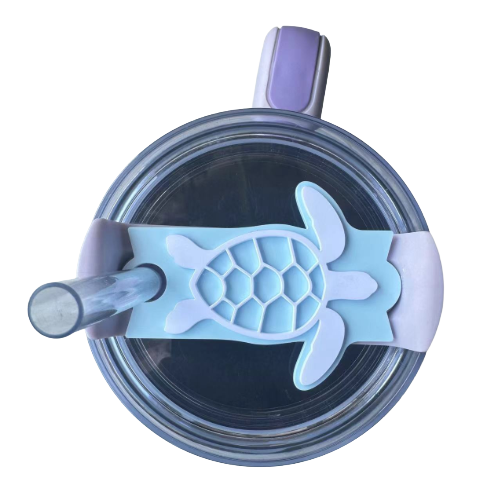 Turtle Tumbler Tag Cute Silicone Lid Accent for 40 oz / 30 oz / 20 oz Cups, Fits 2nd Gen Straw Lids