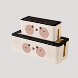 Bear Face Cable Organizer Box Cute Power Strip & Cord Storage with Lid for Desk or Bedroom
