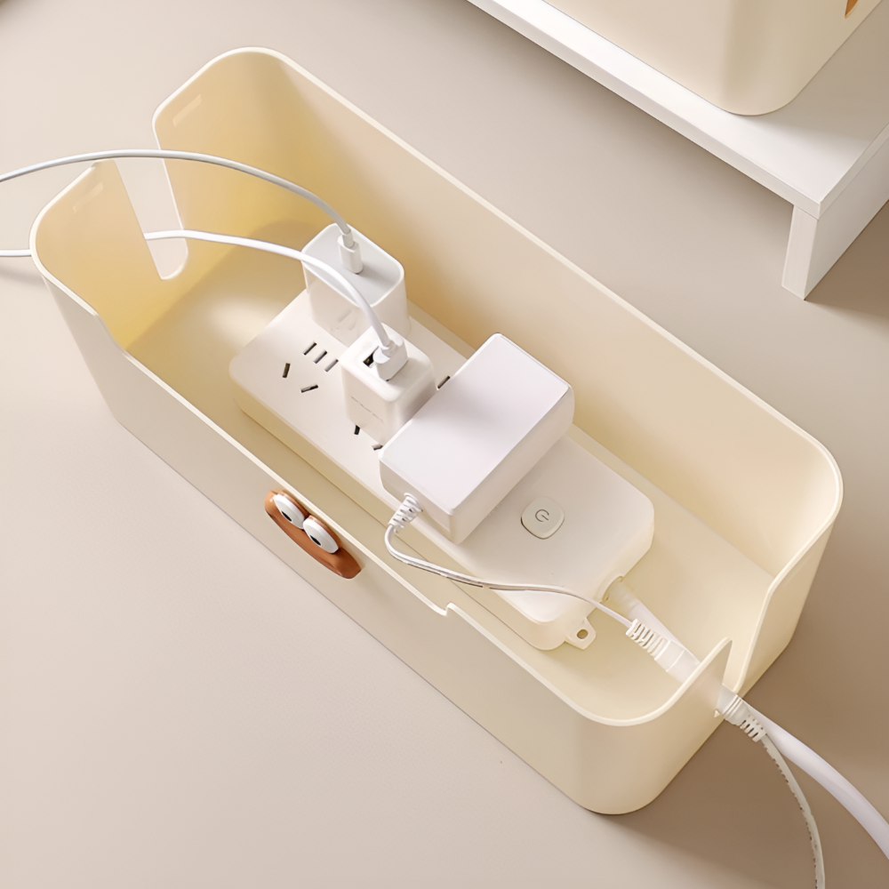 Smiley Face Cable Organizer Box Cutest Cord Storage for Cozy Desks