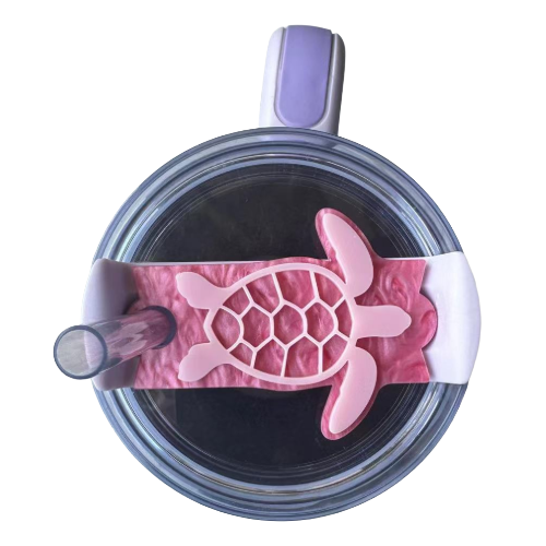 Turtle Tumbler Tag Cute Silicone Lid Accent for 40 oz / 30 oz / 20 oz Cups, Fits 2nd Gen Straw Lids