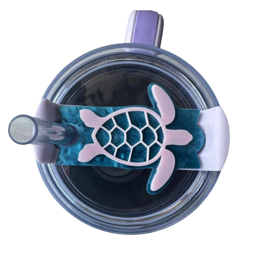 Turtle Tumbler Tag Cute Silicone Lid Accent for 40 oz / 30 oz / 20 oz Cups, Fits 2nd Gen Straw Lids