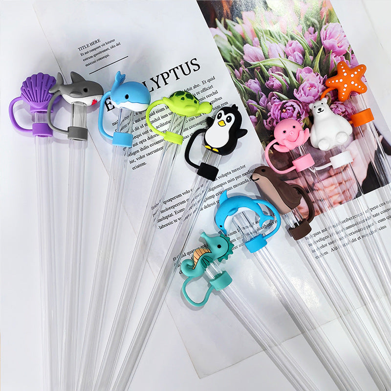 Kawaii Turtle Straw Cap for 10 mm Reusable Straws, Fits Stanley Cup Straws, Soft PVC Silicone Dust Guard Topper