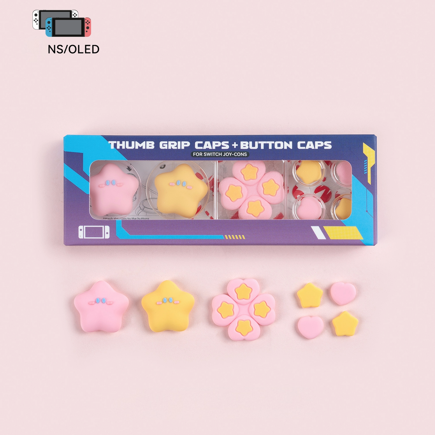 Nintendo Switch Thumb Grip & Button Cap - Starbloom Pastel Set