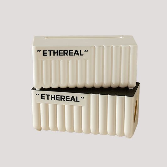 Ethereal Cream Cable Storage Box Modern Cord Organizer with Lid for Desk or Charging Station