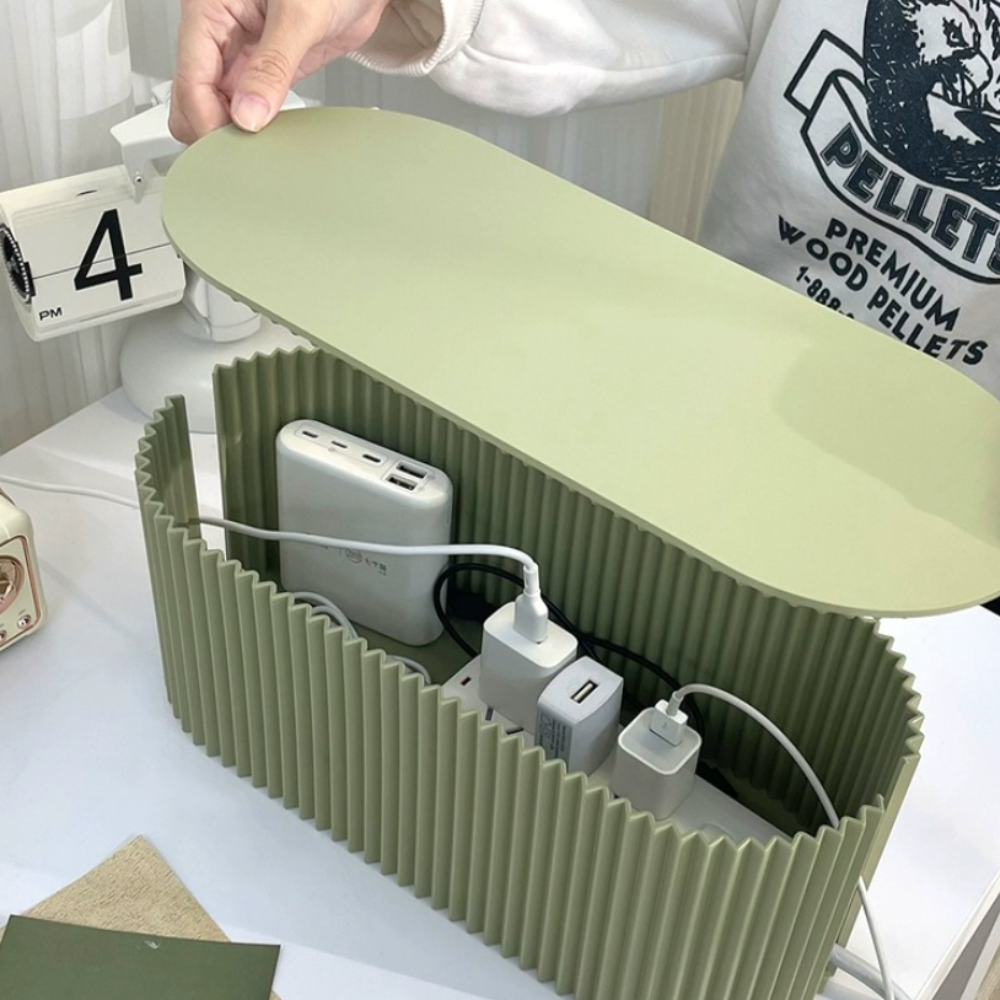 Ripple Design Oversized Wire Storage Box Power Cord, Data Cable, Charger, Socket Organizer for Cable Management