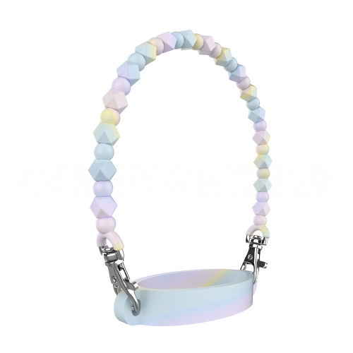 Silicone Beaded Water Bottle Lanyard Strap, Universal Cup Handle with Metal Clips, Eco Friendly Odor Free Carry Rope