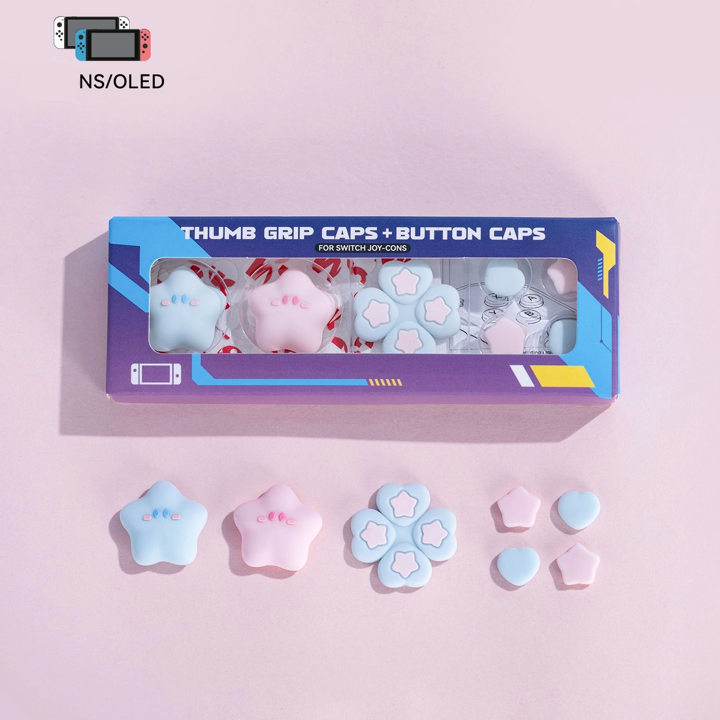 Nintendo Switch Thumb Grip & Button Cap - Starbloom Pastel Set