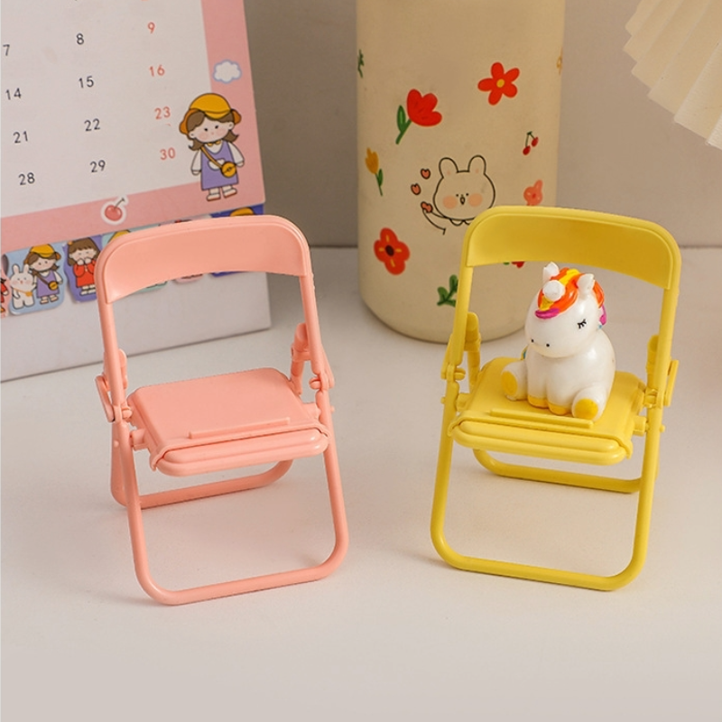 Mini Folding Chair Phone Stand Cute Desktop Display for Figures & Smartphones
