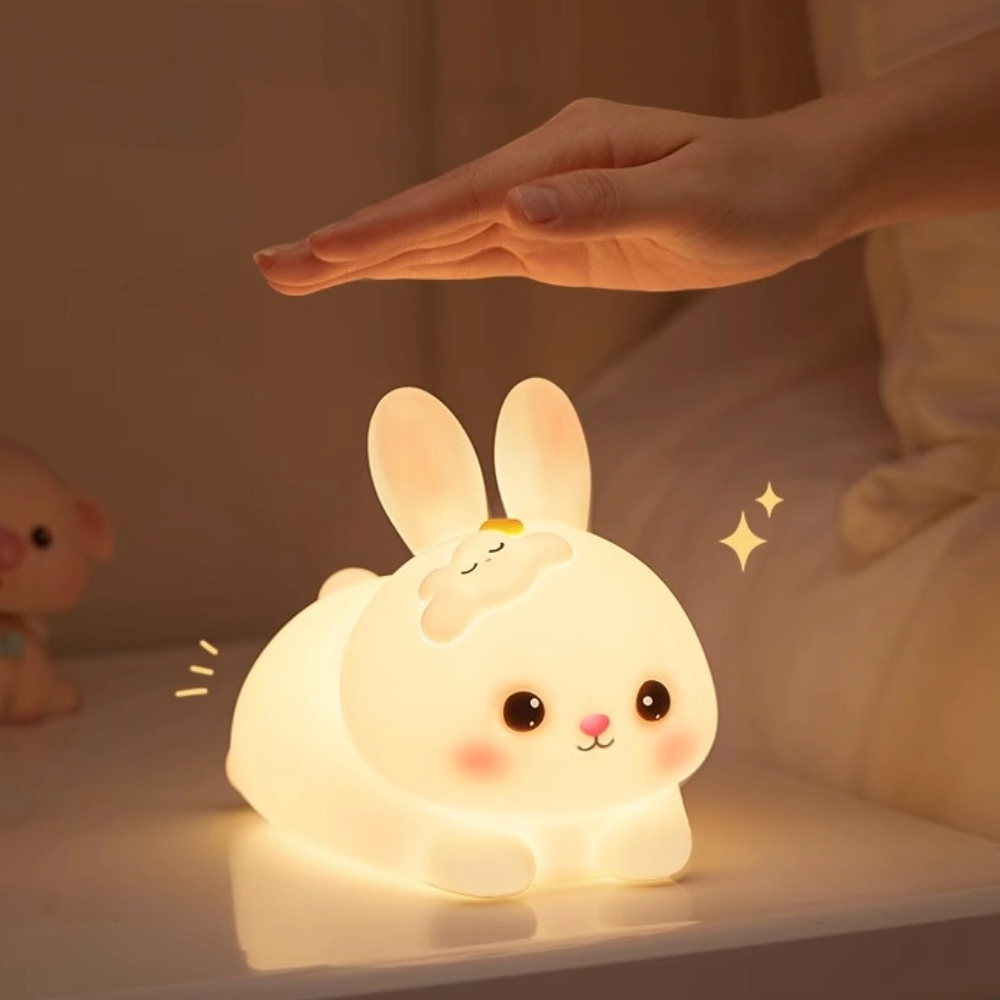 Cloud Bunny Night Light Soft Glow, Touch Control & Phone Holder