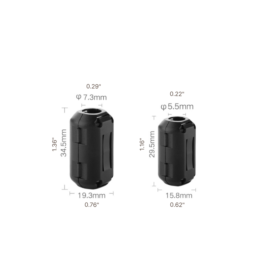 Snap-Back Ferrite Core for Cable Management 2 Sizes for Clean Desk Setups