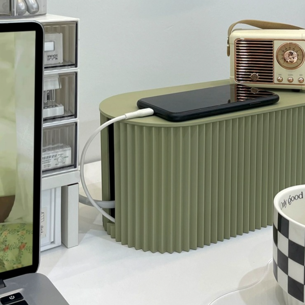 Ripple Design Oversized Wire Storage Box Power Cord, Data Cable, Charger, Socket Organizer for Cable Management
