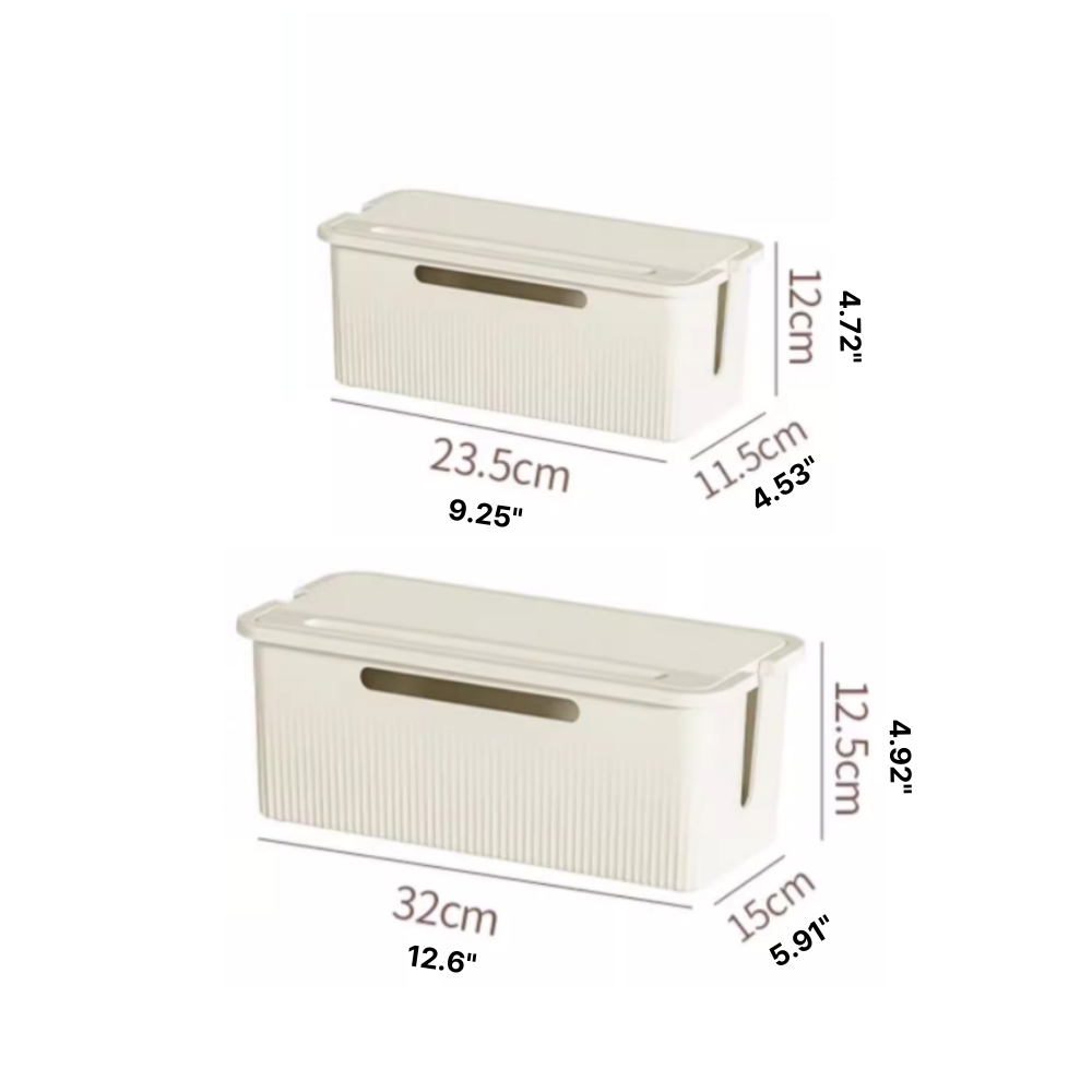Minimalist Cable Management Box Cord Organizer with Ventilated Lid for Desk & Home Office