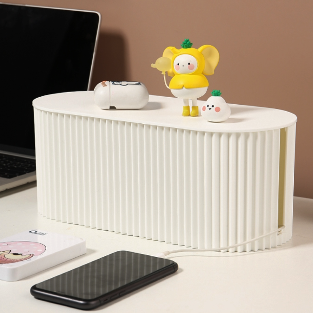 Ripple Design Oversized Wire Storage Box Power Cord, Data Cable, Charger, Socket Organizer for Cable Management