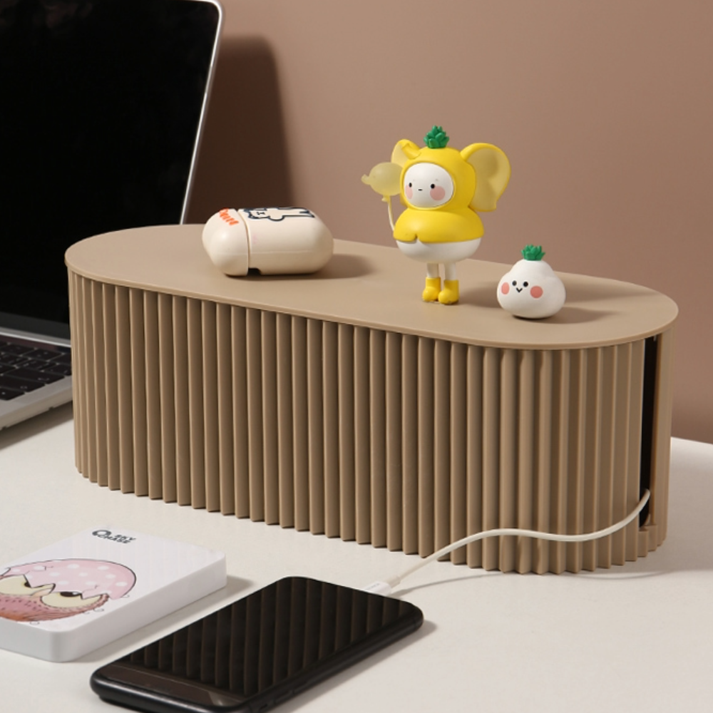 Ripple Design Oversized Wire Storage Box Power Cord, Data Cable, Charger, Socket Organizer for Cable Management