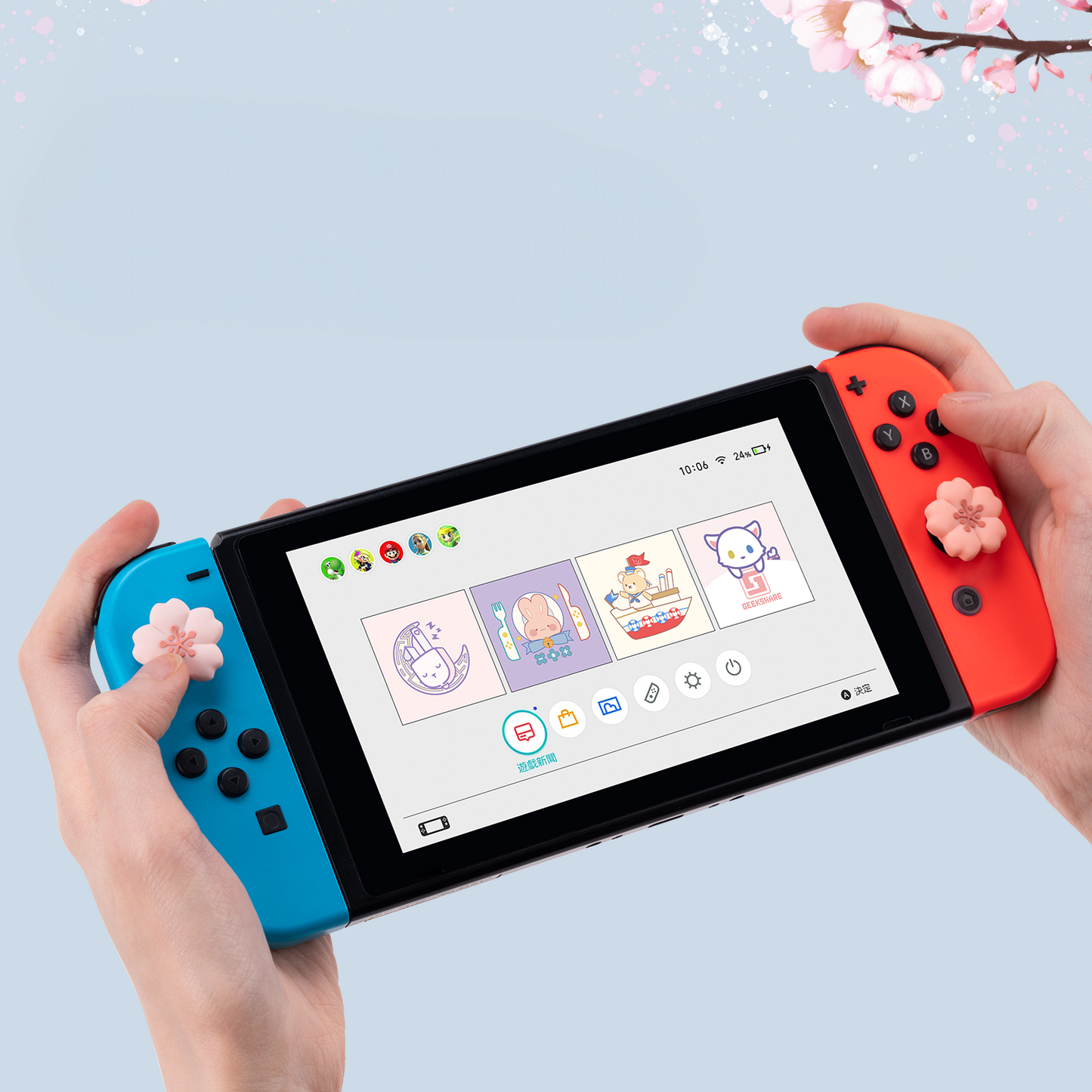 Nintendo Switch Thumb Grips Sakura Blossom Joystick Cap Set