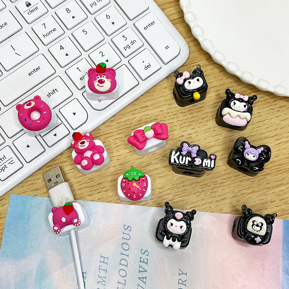 Cute Magnetic Cable Holder Set 6 Pcs Character Cord Clips for Desk Cable Management