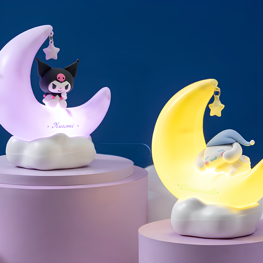 Sanrio Moon Light Night Lamp Cute Character Glow Decor