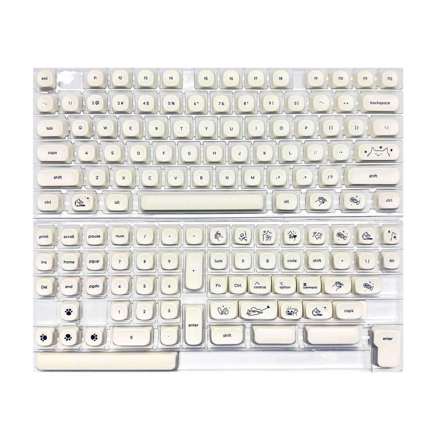 Milky cat PBT keycap set cute pastel animal for mechanical keyboard