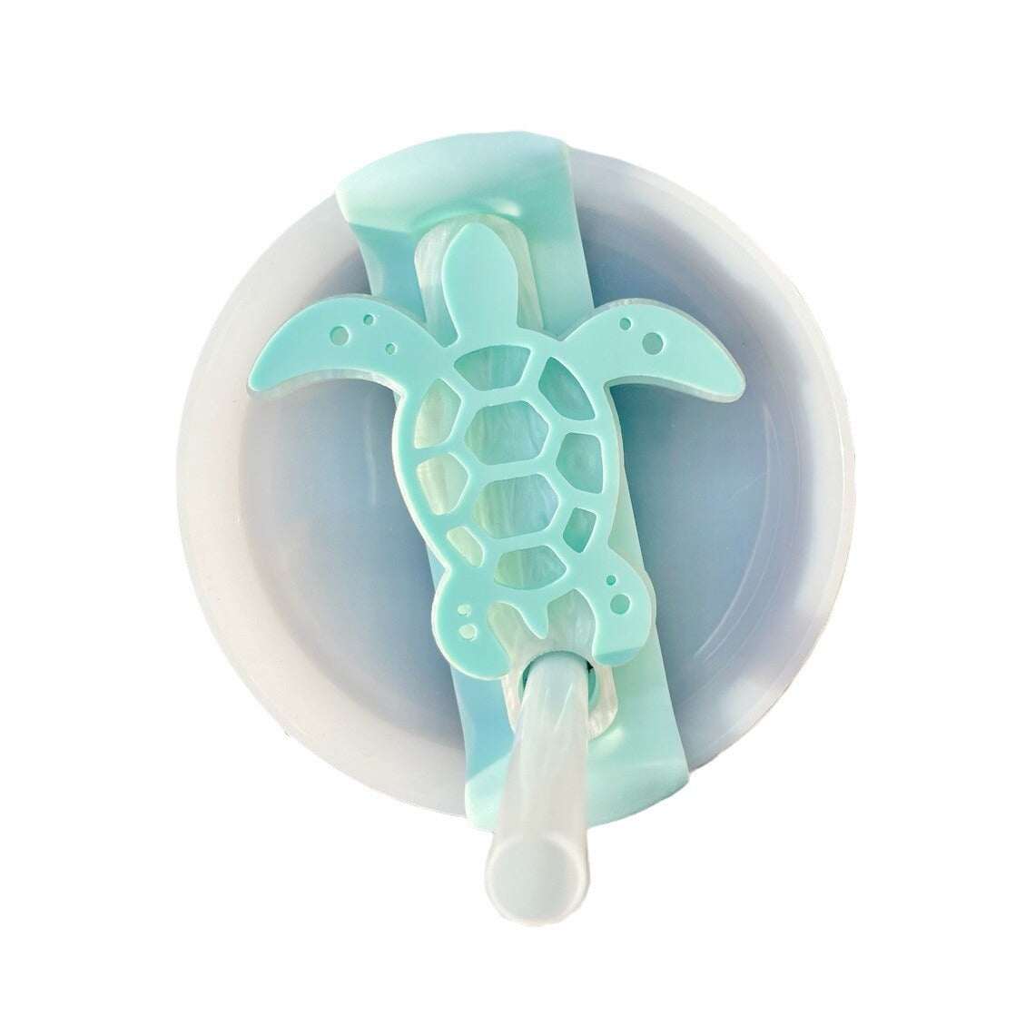 Sea Turtle Tumbler Lid Tag Soft Silicone Straw Hole Accent for 40/30/20 oz Second-Gen Cups