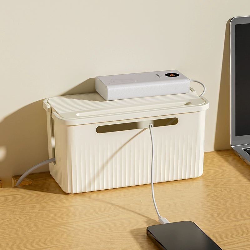 Minimalist Cable Management Box Cord Organizer with Ventilated Lid for Desk & Home Office