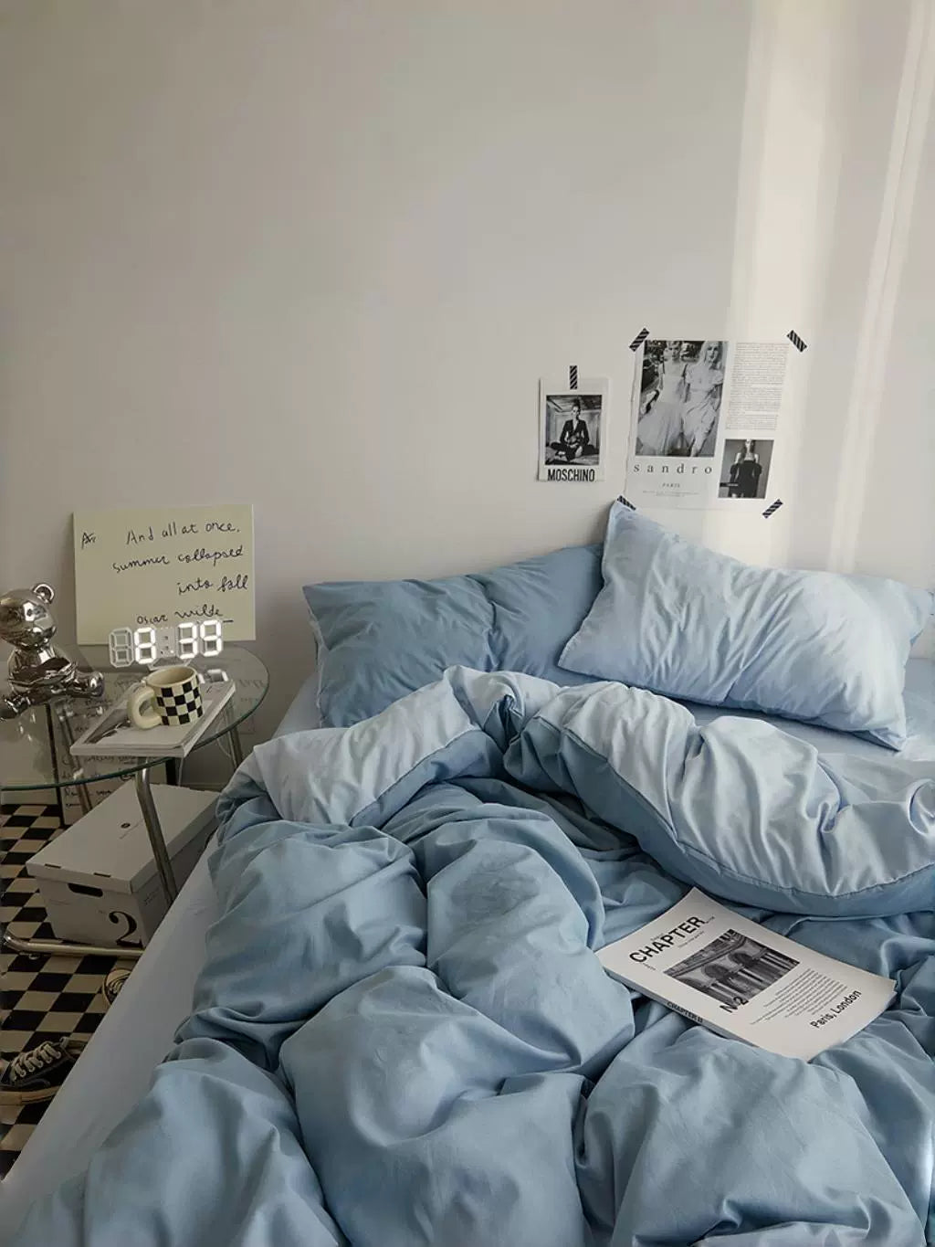 Solid-Color Bedding Set Duvet Cover & Sheet (4Pieces), Breathable & Fade-Resistant for Dorms and Home