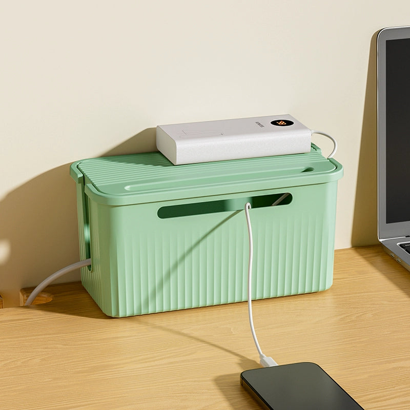 Minimalist Cable Management Box Cord Organizer with Ventilated Lid for Desk & Home Office
