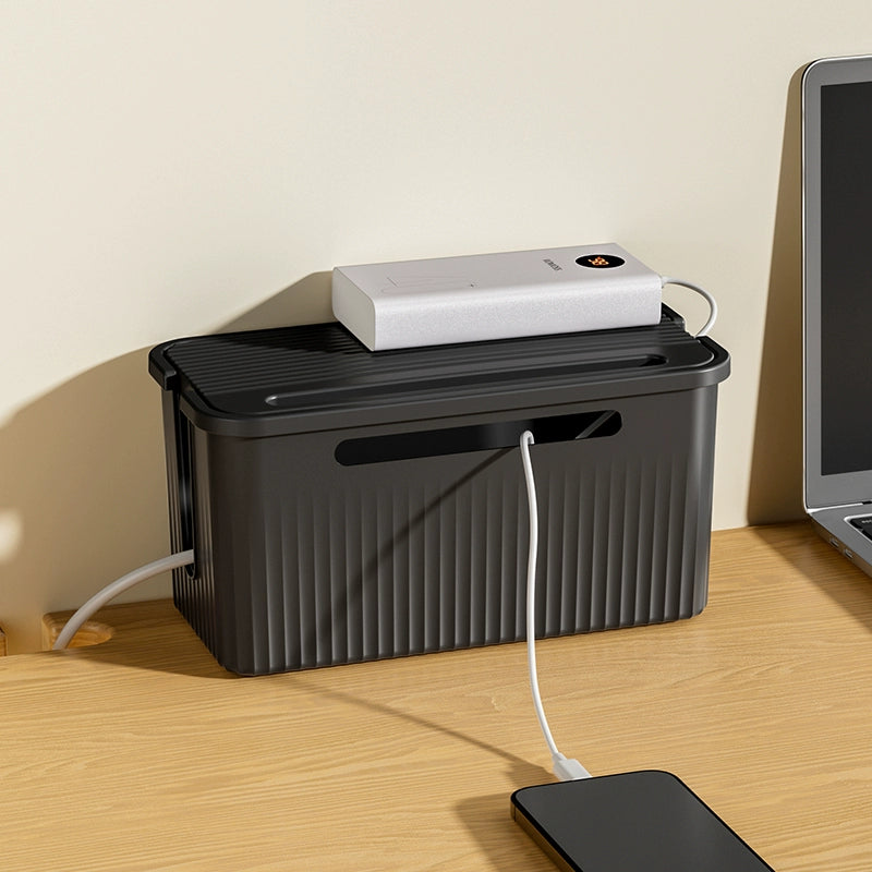 Minimalist Cable Management Box Cord Organizer with Ventilated Lid for Desk & Home Office