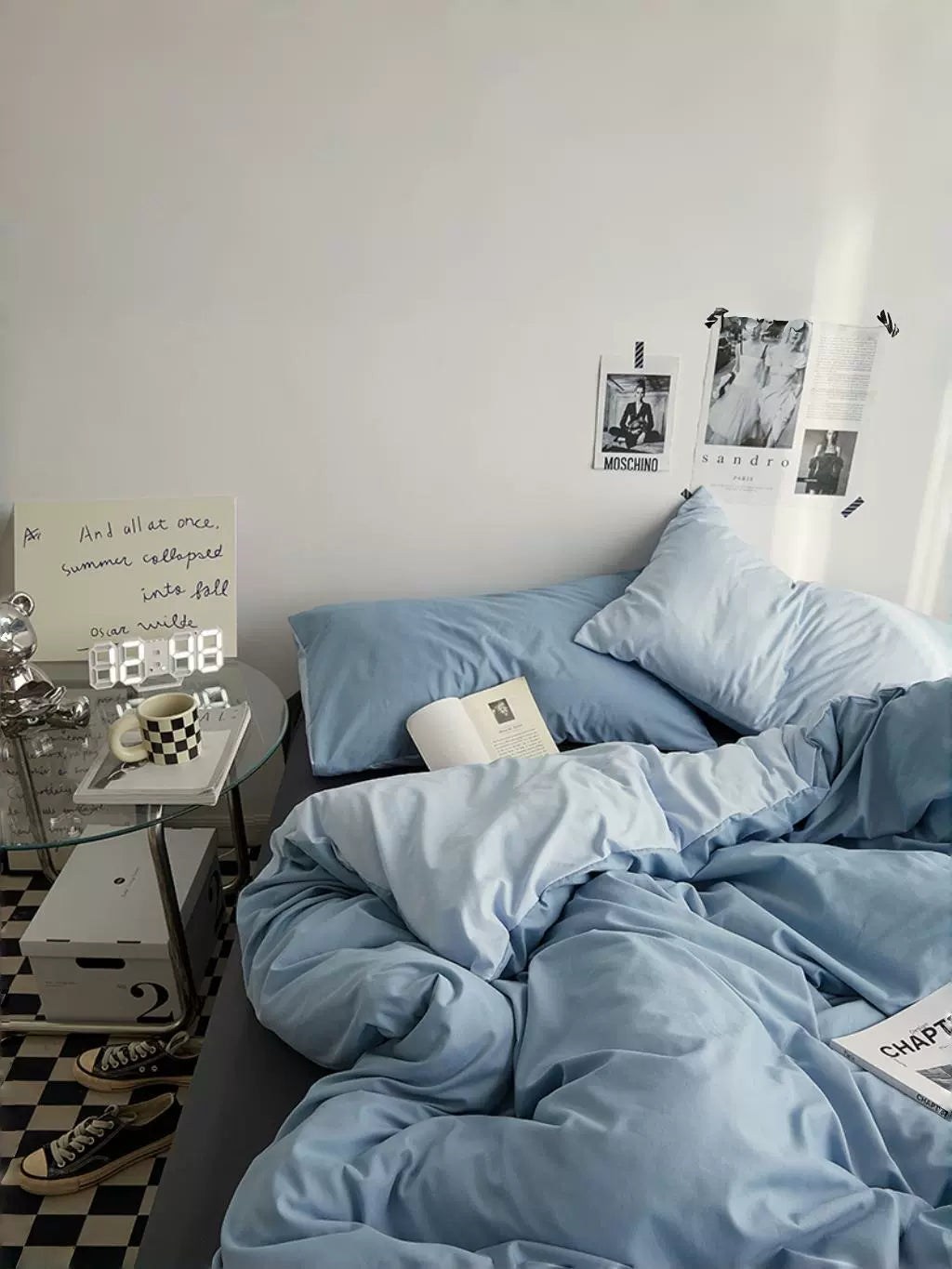 Solid-Color Bedding Set Duvet Cover & Sheet (4Pieces), Breathable & Fade-Resistant for Dorms and Home