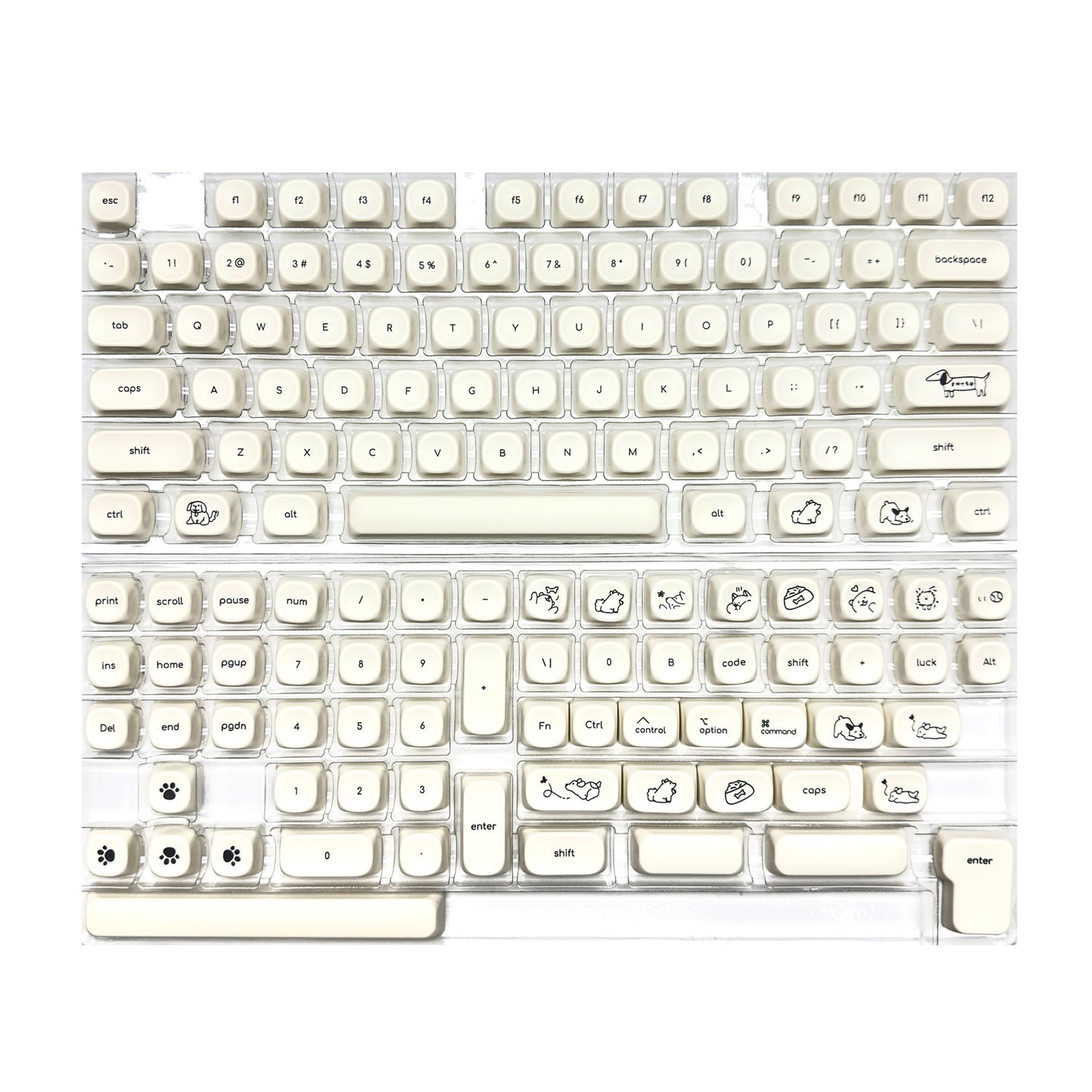 Milky puppy PBT keycap set cute pastel animal for mechanical keyboard