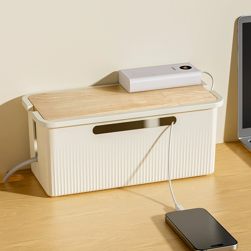 Minimalist Cable Management Box Cord Organizer with Ventilated Lid for Desk & Home Office