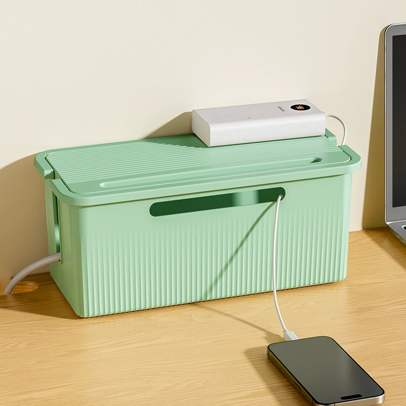 Minimalist Cable Management Box Cord Organizer with Ventilated Lid for Desk & Home Office