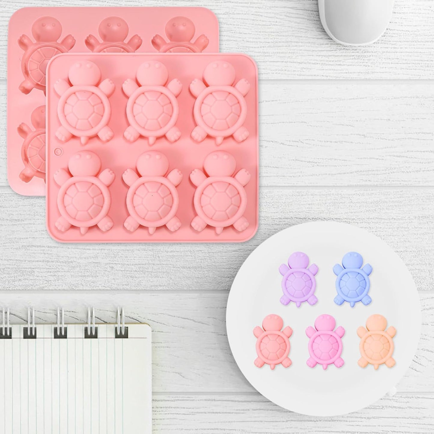 Turtle Silicone Mold Tray 6-Cavity Non-Stick Food-Grade Mold for Chocolate, Jelly, Gummies, Soap, and Ice