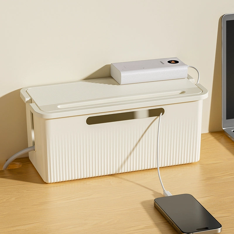 Minimalist Cable Management Box Cord Organizer with Ventilated Lid for Desk & Home Office