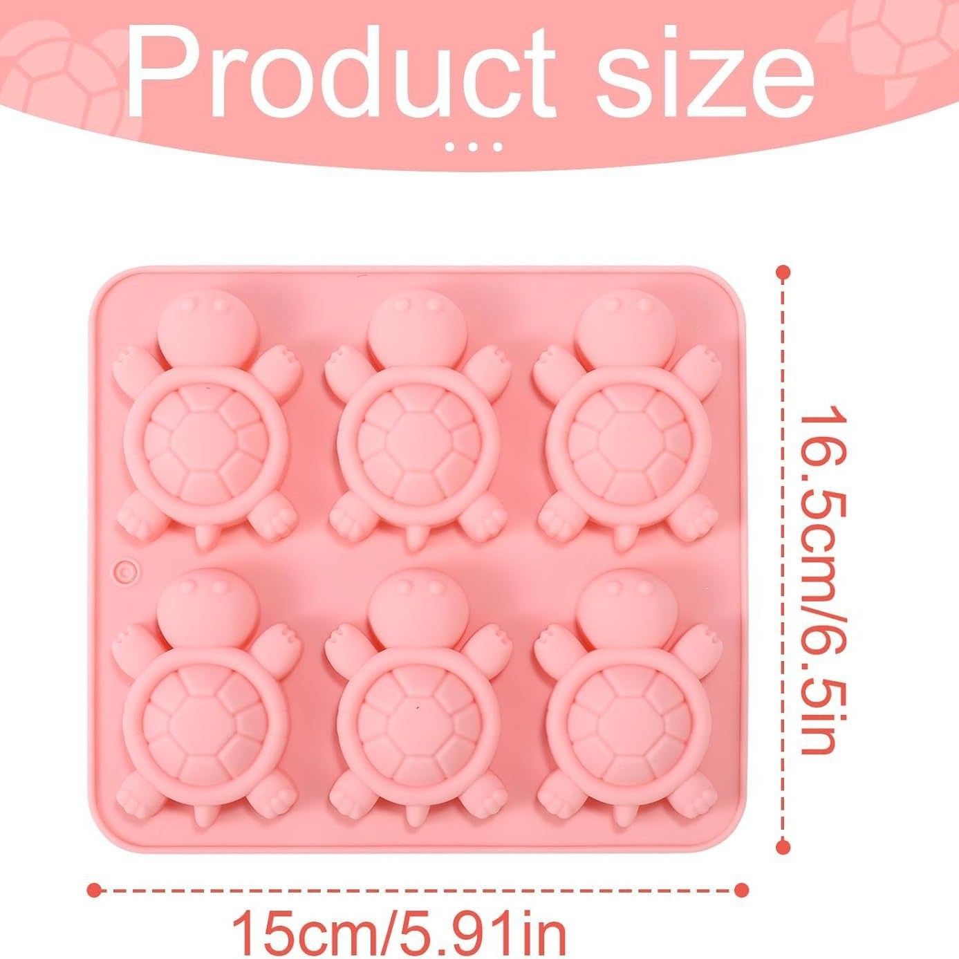 Turtle Silicone Mold Tray 6-Cavity Non-Stick Food-Grade Mold for Chocolate, Jelly, Gummies, Soap, and Ice