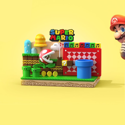 Kawaii Mario Switch Dock Cover Shell - Cute 3D Diorama Display Stand Decoration - Aesthetic Gaming Desk Organizer for Nintendo Switch 1 & 2 - Mushroom Kingdom Level Design Dock Accessory for Gamer Girls