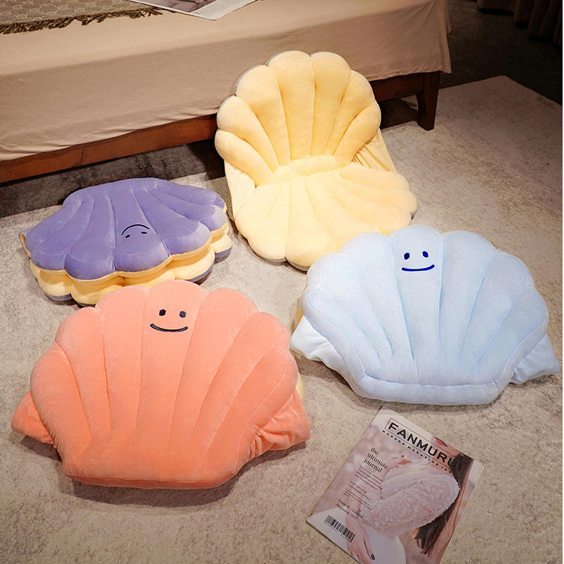 Shell Floor Cushion - Plush Seashell Seat Pillow - Soft Floor Seating for Bedroom Reading Nook Kids Room