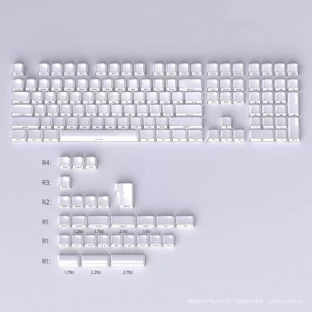 Crystal Jelly Keycaps 136 Key Set - Kawaii Transparent Side Engraved Keycap for Mechanical Keyboard - Aesthetic Ice Crystal Gaming Keycaps PBT Double Shot - Cute Keyboard Accessories for Gamer Girls