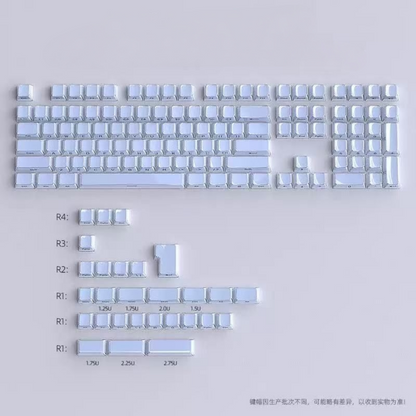 Crystal Jelly Keycaps 136 Key Set - Kawaii Transparent Side Engraved Keycap for Mechanical Keyboard - Aesthetic Ice Crystal Gaming Keycaps PBT Double Shot - Cute Keyboard Accessories for Gamer Girls