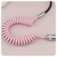 2-in-1 Fast Charging Spiral Cable  Magnetic, Dual Port USB-C & USB-A Options, iPhone & Android Compatible, 100W Max, 15 Colors