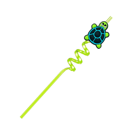 Kawaii Turtle Spiral Reusable Straw  PETG Twisty Party Straw for Summer Drinks, Tumblers and Kids Cups