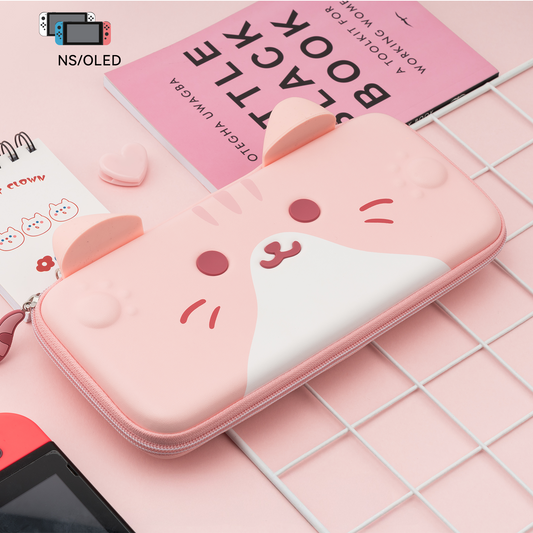 Kawaii cat hard shell carrying case for Nintendo Switch OLED