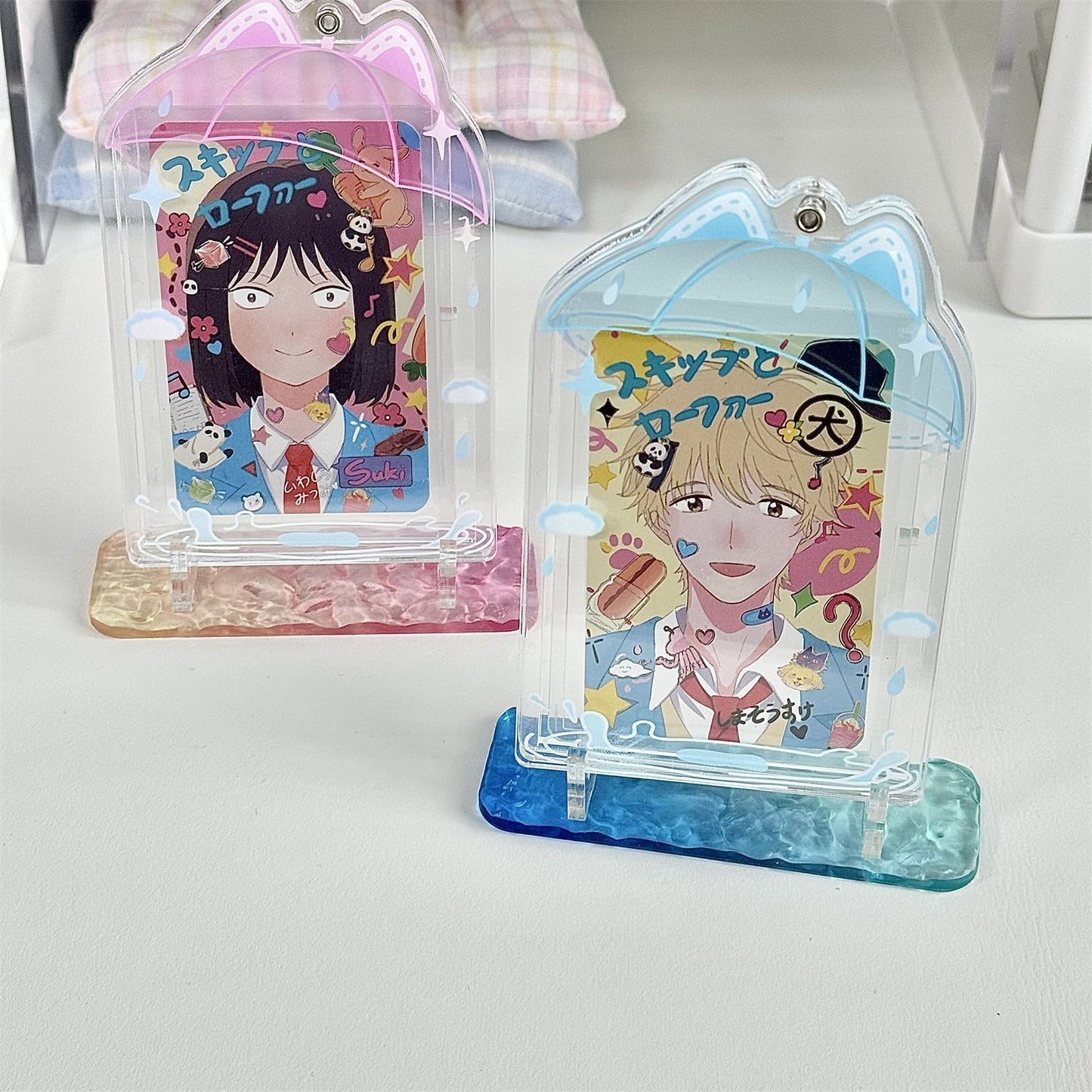 Water Ripple Acrylic Phone Stand - Clear Desk Phone Holder with Ocean Wave Design - Aesthetic Display Stand